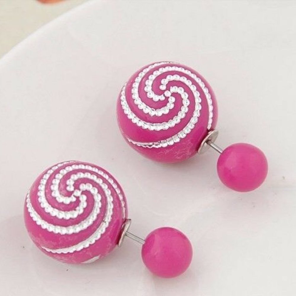 Pink Spiral Ball earrings 221578